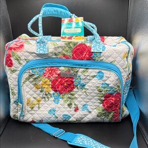 The Pioneer Woman Floral Quilted Travel Bag - Red and Blue